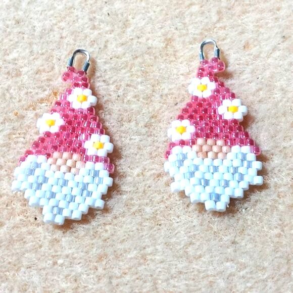 Pink Spring Gnome Earrings - Picture 3 of 3